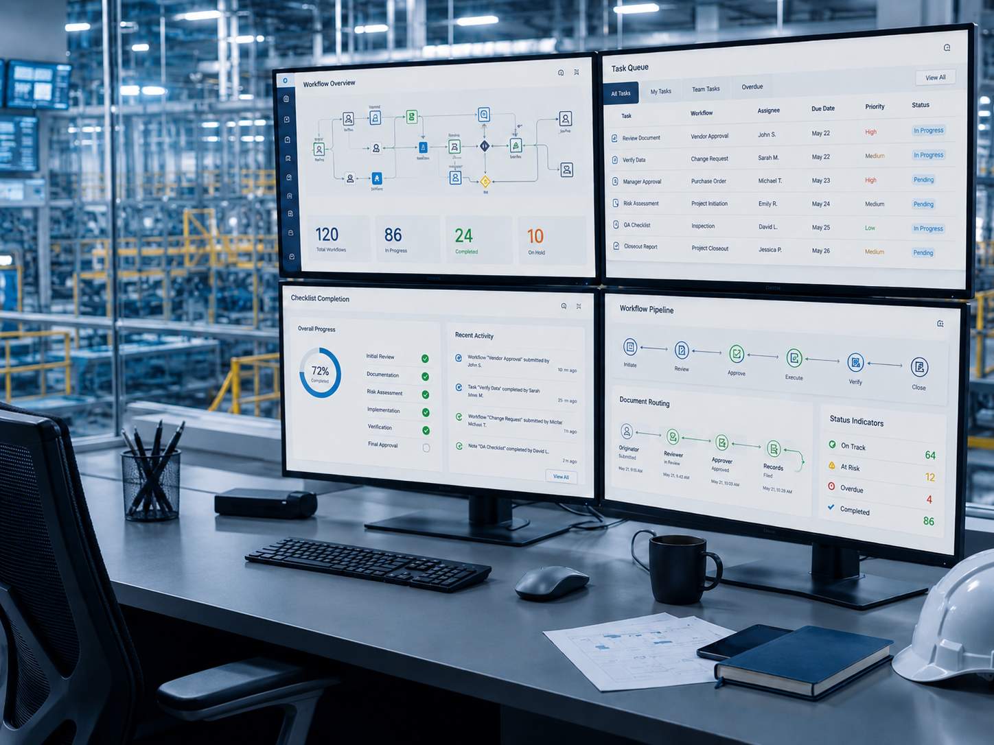Workflow automation dashboard for technical admin and engineering processes